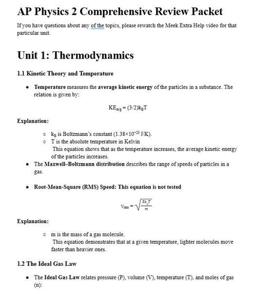 Ultimate AP Physics 2 Review Packet (19 Pages)